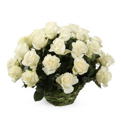 Корзина №50 (35 белых роз Мондиаль)